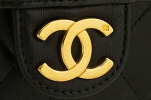 CHANEL Chain Shoulder Bag Clutch Black Quilted Flap Lambskin Purse p42 hannari-shop