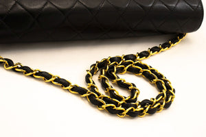 CHANEL Chain Shoulder Bag Clutch Black Quilted Flap Lambskin Purse p42 hannari-shop