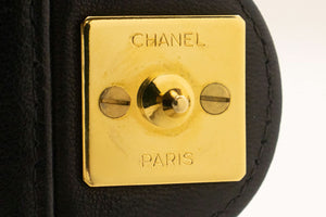 CHANEL Chain Shoulder Bag Clutch Black Quilted Flap Lambskin Purse p42 hannari-shop