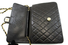 CHANEL Chain Shoulder Bag Clutch Black Quilted Flap Lambskin Purse p42 hannari-shop