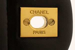 CHANEL Classic Double Flap 9" Chain Shoulder Bag Black Lambskin p98 hannari-shop