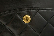 CHANEL Classic Double Flap 9" Chain Shoulder Bag Black Lambskin p98 hannari-shop
