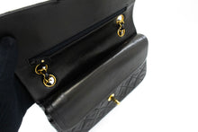 CHANEL Classic Double Flap 9" Chain Shoulder Bag Black Lambskin p98 hannari-shop