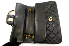 CHANEL Classic Double Flap 9" Chain Shoulder Bag Black Lambskin p98 hannari-shop