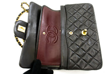 CHANEL Classic Double Flap 9" Chain Shoulder Bag Black Lambskin p98 hannari-shop