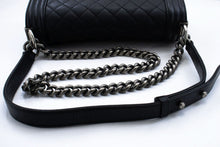 CHANEL Boy Grained Calfskin Chain Shoulder Bag Black Quilted Flap p96 hannari-shop