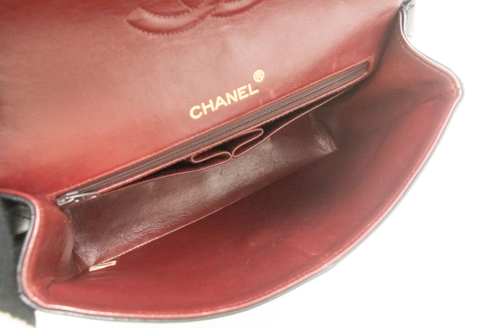 CHANEL Classic Double Flap Square Chain Shoulder Bag Black Lamb ad7 hannari-shop
