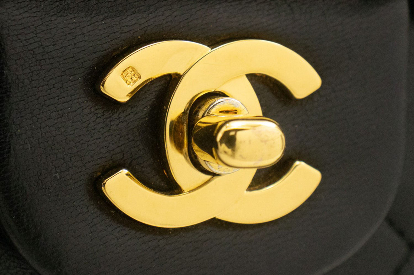 CHANEL Classic Double Flap 10" Chain Schoudertas Zwart Lamsleer ad8 hannari-shop