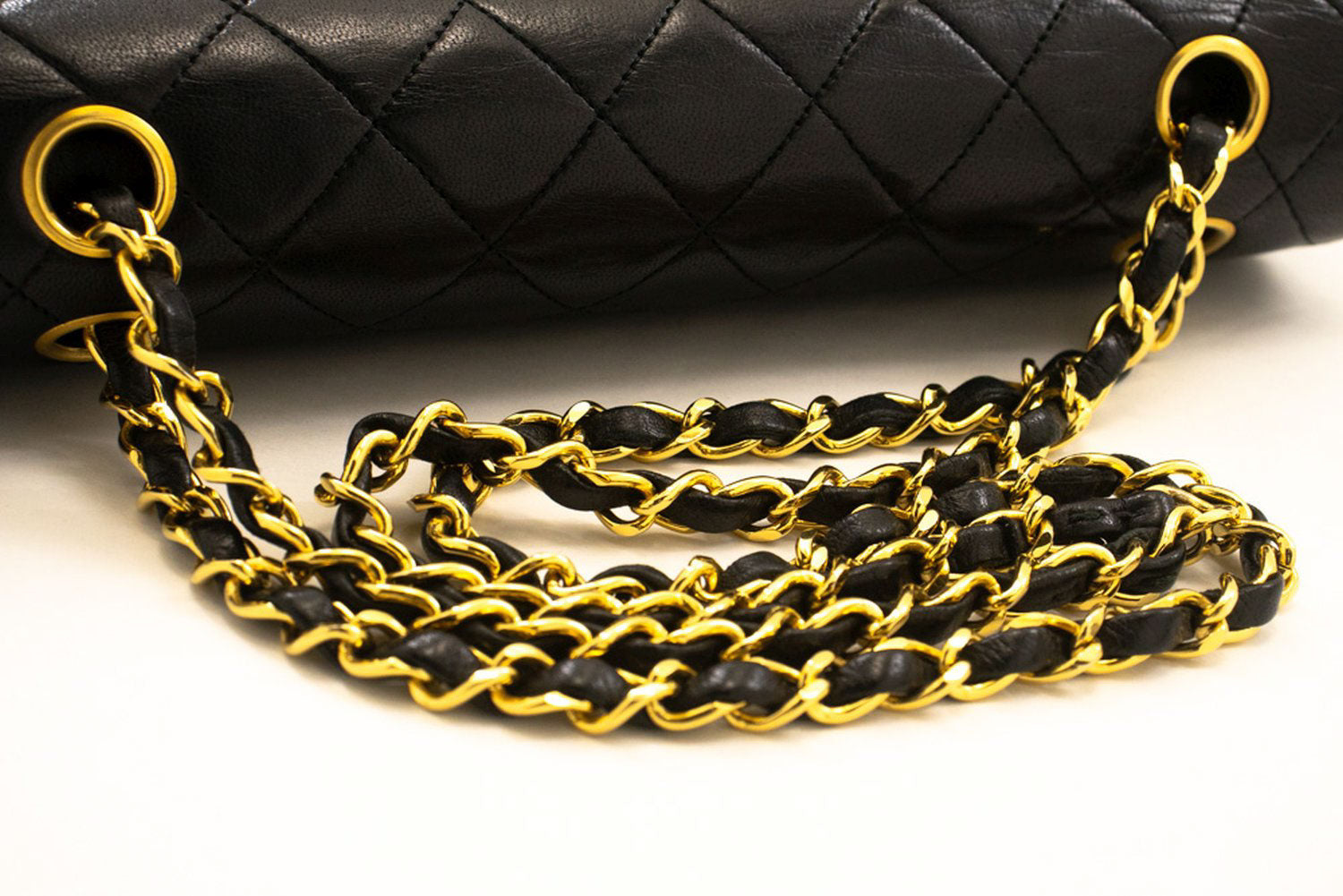 CHANEL Classic Double Flap 10" Chain Schoudertas Zwart Lamsleer ad8 hannari-shop