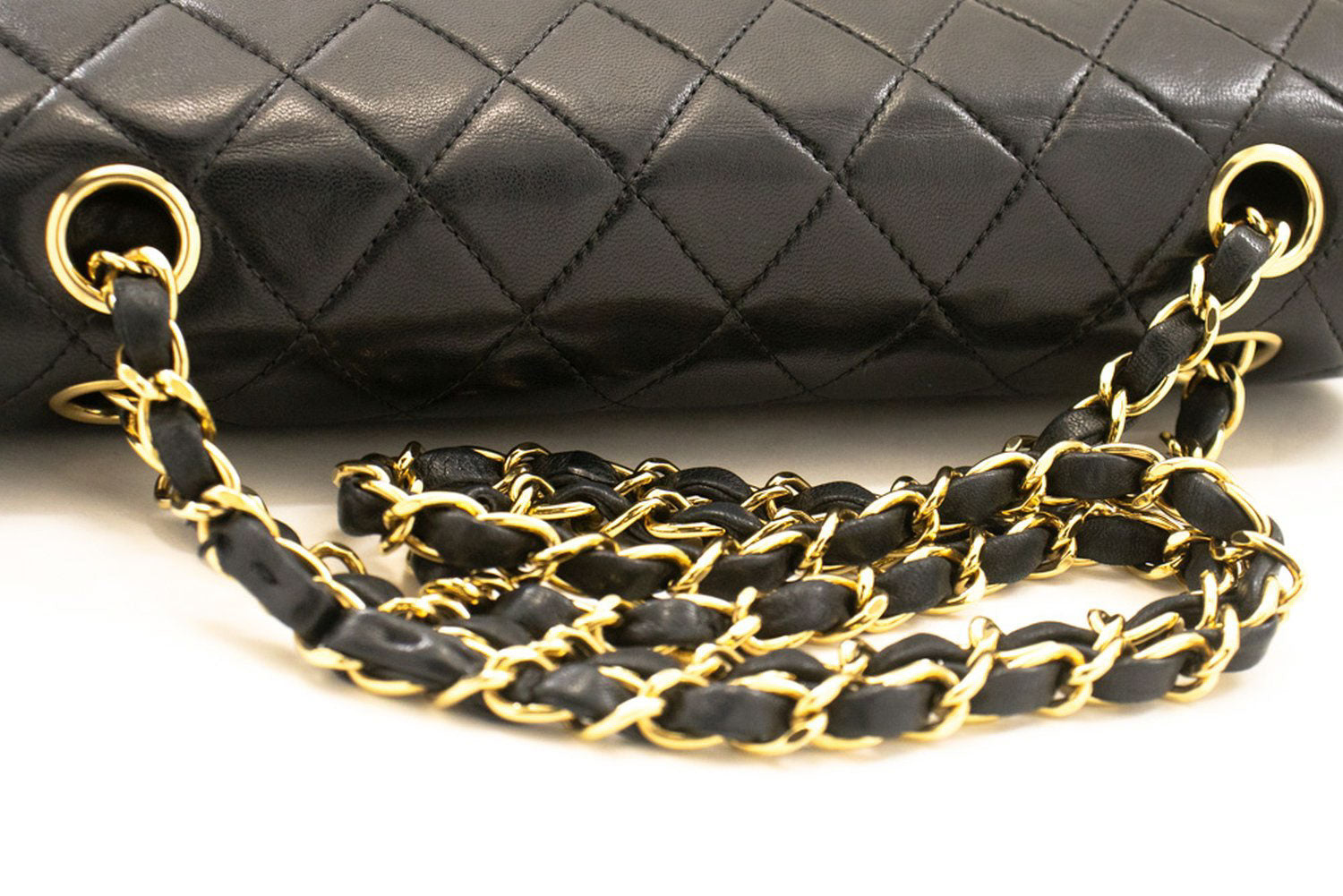 CHANEL Classic Double Flap 10" Chain Schoudertas Zwart Lamsleer ac9 hannari-shop