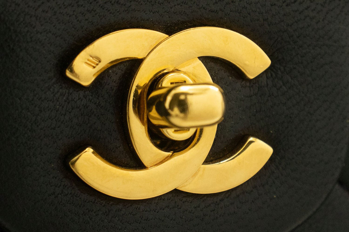 CHANEL Classic Double Flap Square Chain Shoulder Bag Black Lamb ad1 hannari-shop
