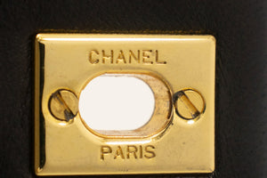 CHANEL Full Flap Chain Shoulder Bag Black Quilted Lambskin L56