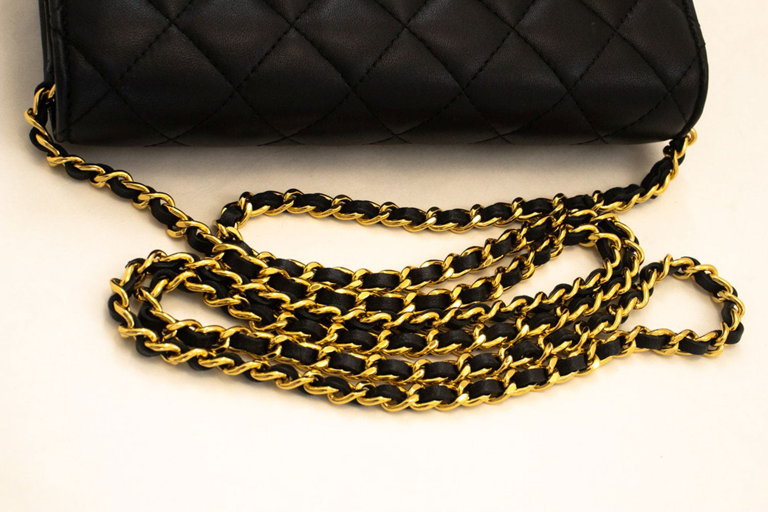 CHANEL Black Classic Wallet On Chain WOC Shoulder Bag Crossbody ae8 hannari-shop