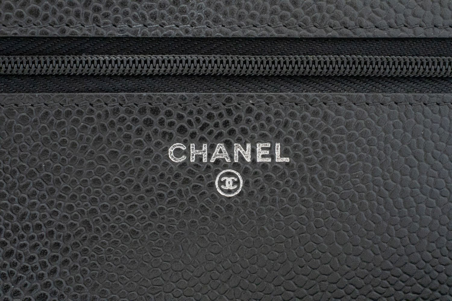 CHANEL Grained Calfskin Wallet On Chain WOC Black Shoulder Bag ag2 hannari-shop