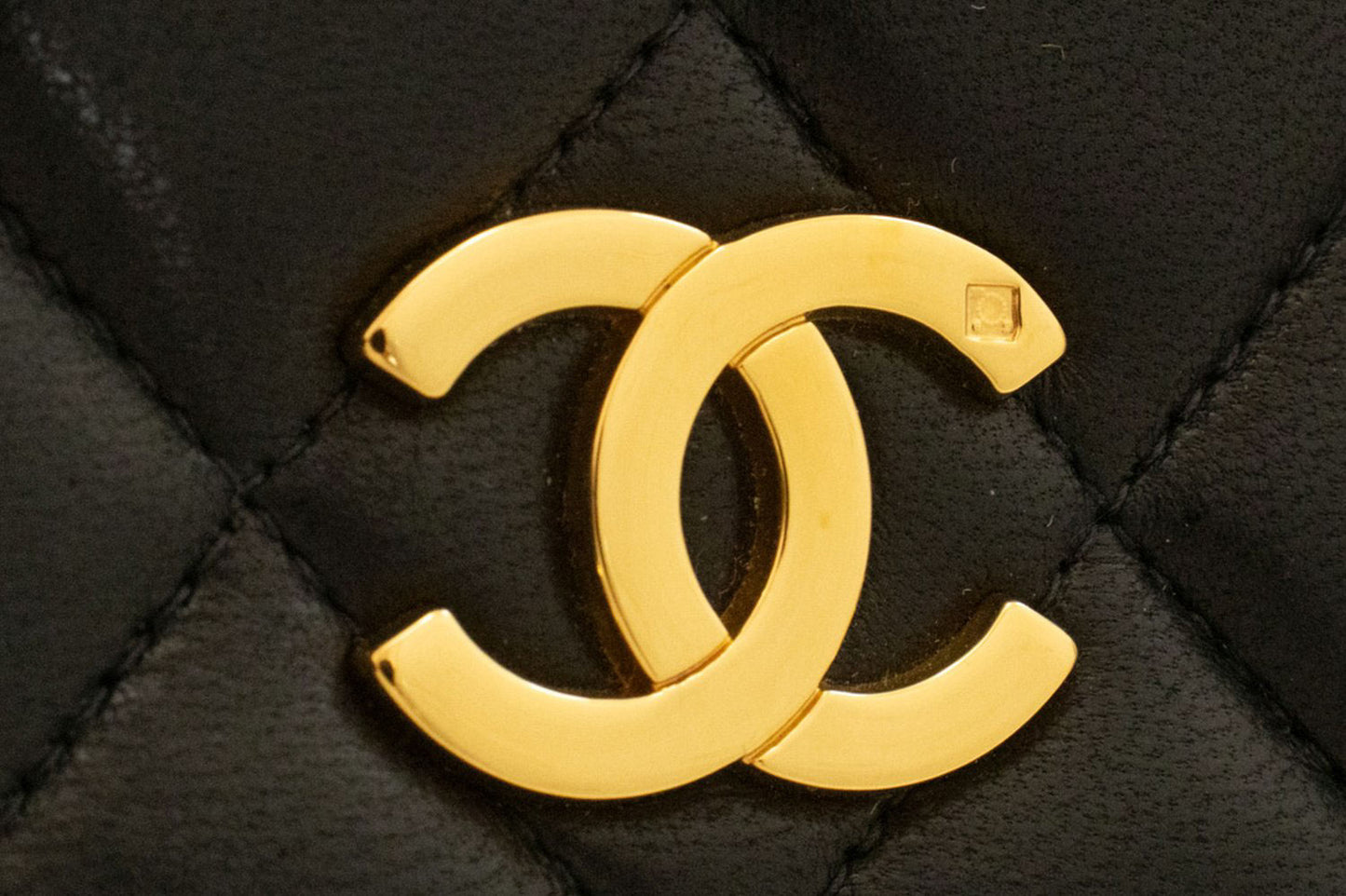 CHANEL Full Flap Chain Shoulder Bag Clutch Black Quilted Lambskin af4 hannari-shop