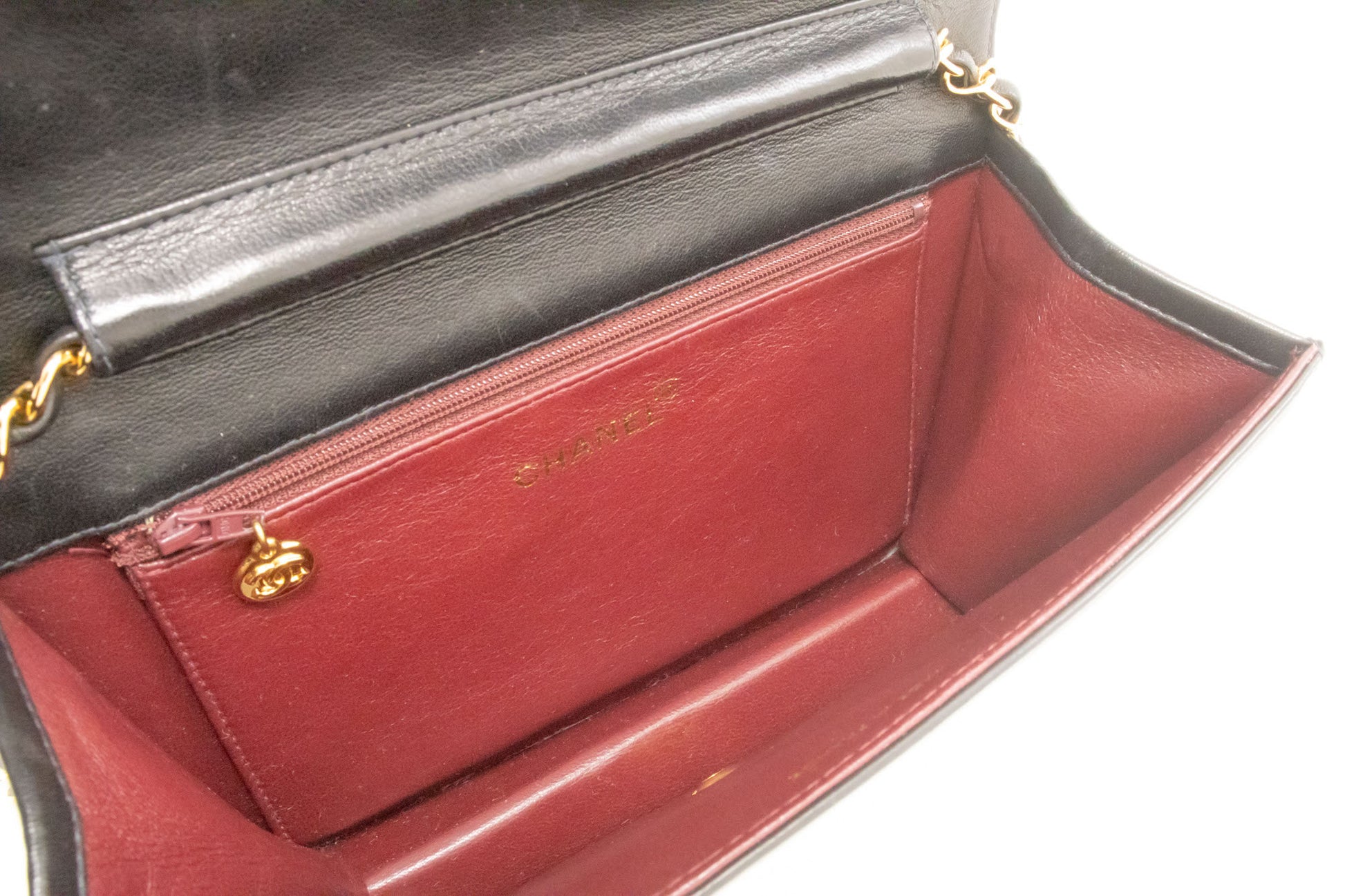 CHANEL Full Flap Chain Shoulder Bag Clutch Black Quilted Lambskin af4 hannari-shop
