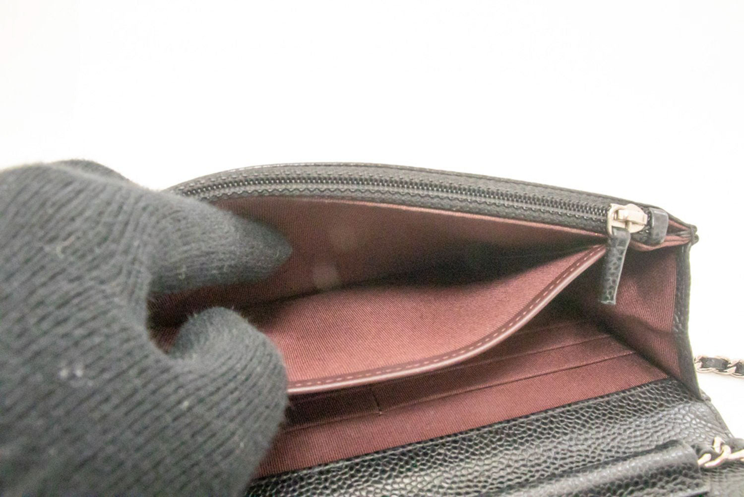 CHANEL Grained Calfskin Wallet On Chain WOC Black Shoulder Bag af7 hannari-shop