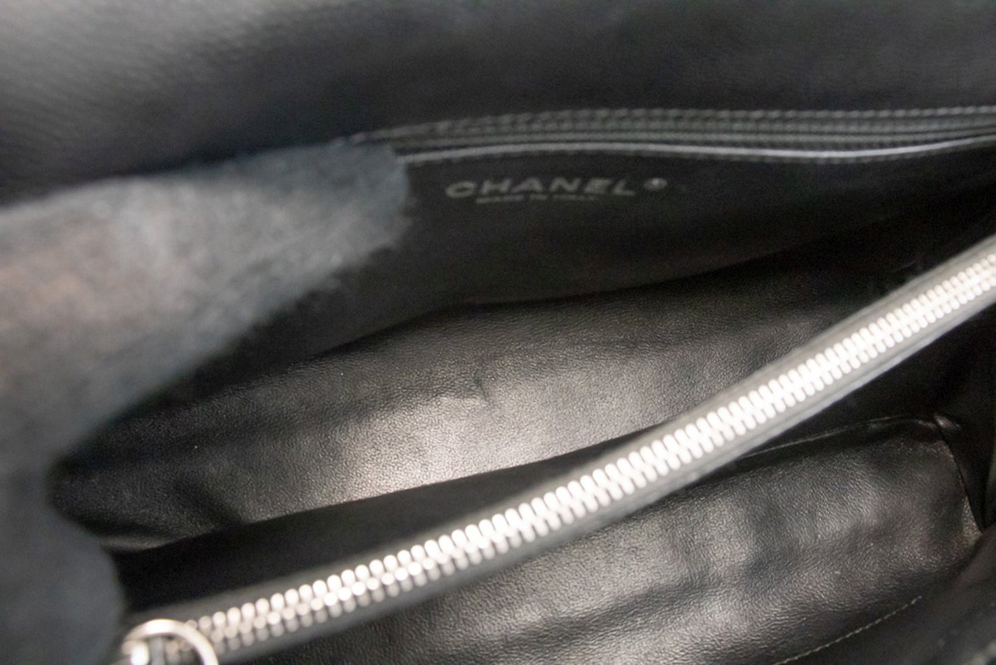 CHANEL 2-weg handtas met handvat, schoudertas, zwart kaviaarleer L52