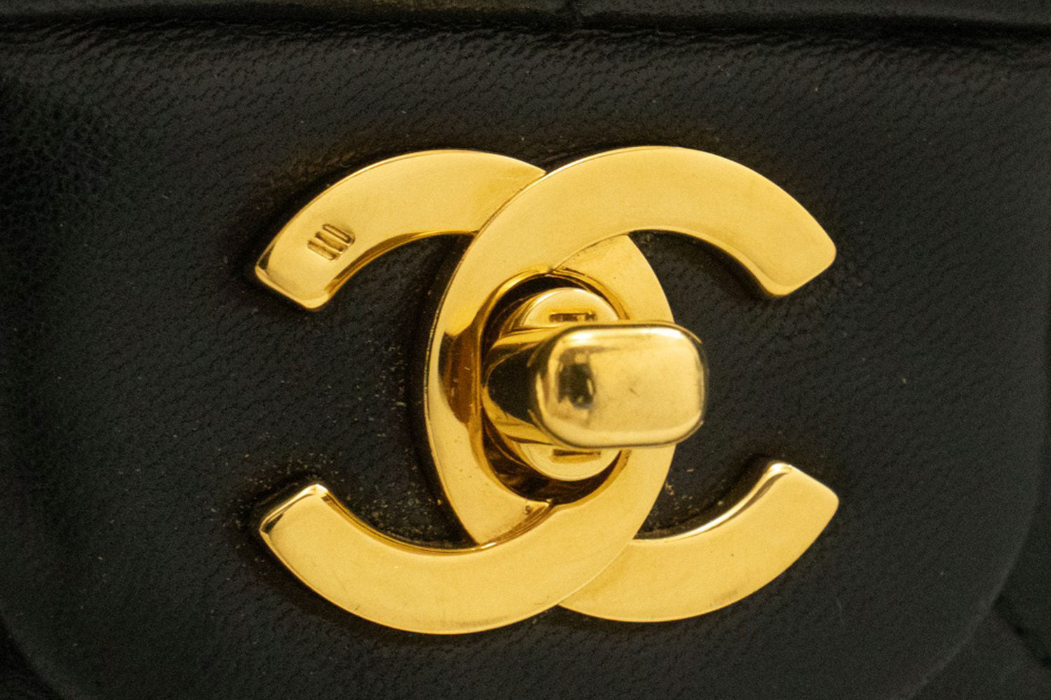 CHANEL Classic Double Flap 10" Chain Schoudertas Zwart Lamsleer ag1 hannari-shop