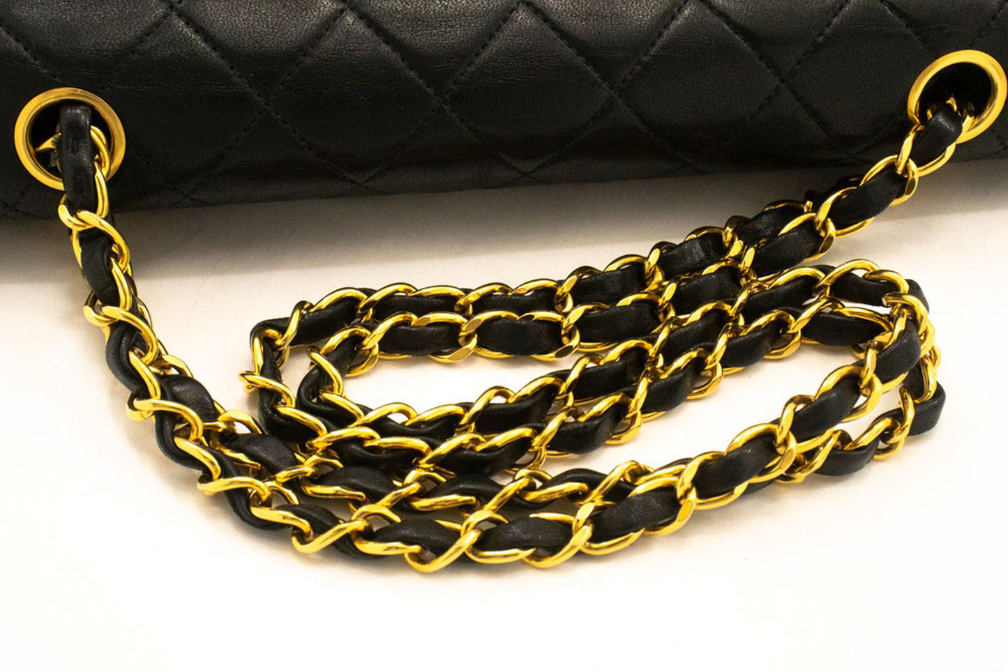 CHANEL Classic Double Flap 10" Chain Schoudertas Zwart Lamsleer ag1 hannari-shop