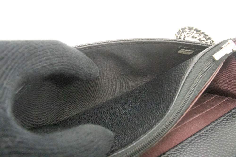 CHANEL Grained Calfskin Wallet On Chain WOC Black Shoulder Bag af5 hannari-shop