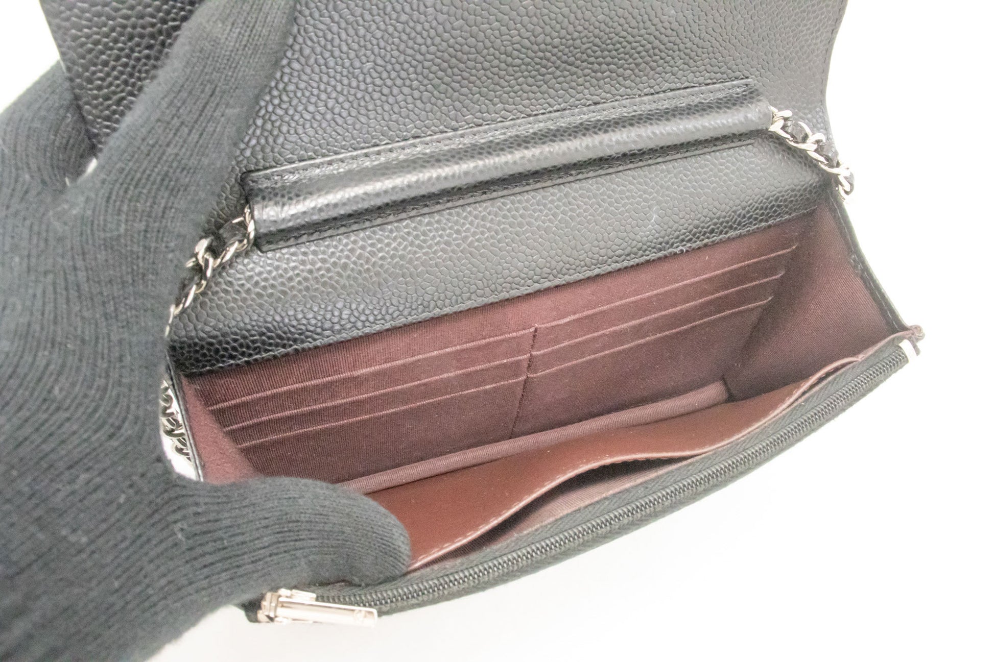 CHANEL Grained Calfskin Wallet On Chain WOC Black Shoulder Bag af5 hannari-shop