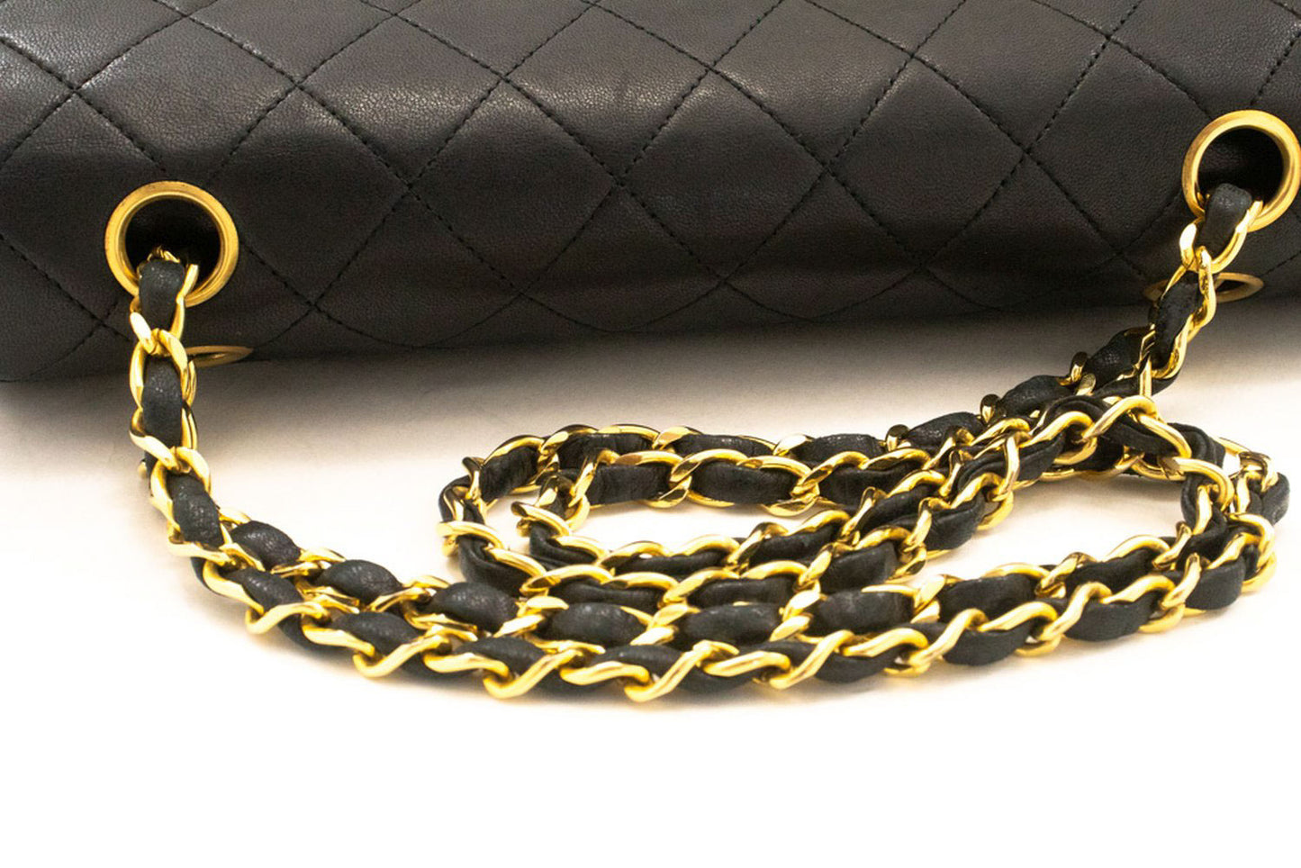 CHANEL Classic Double Flap 10" Chain Schoudertas Zwart Lamsleer ag5 hannari-shop