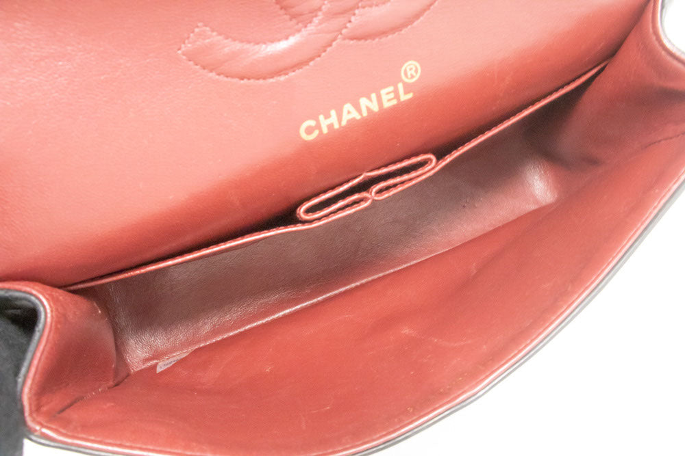 CHANEL Classic Double Flap 10" Chain Schoudertas Zwart Lamsleer ag5 hannari-shop