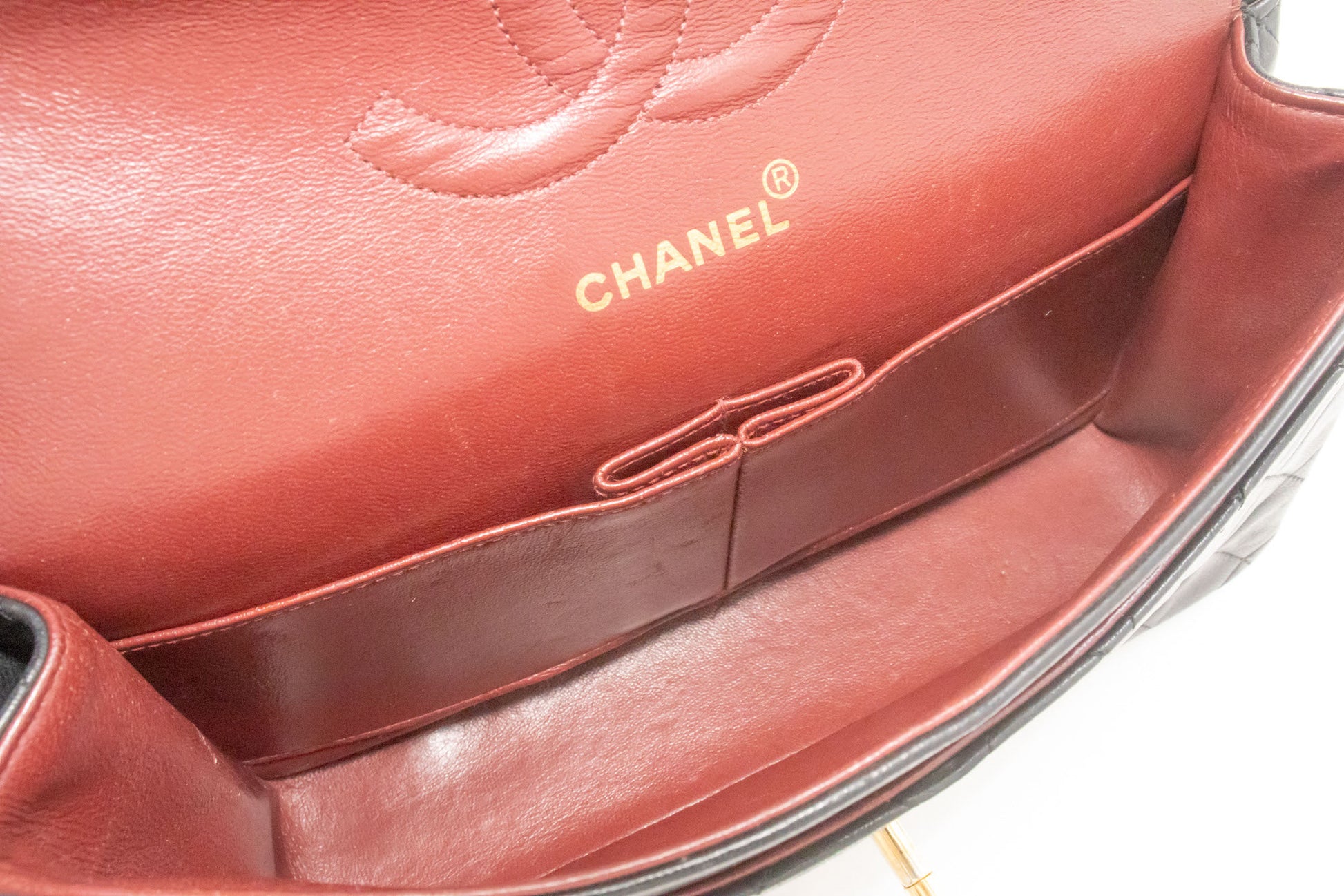 CHANEL Classic Double Flap 10" Chain Schoudertas Zwart Lamsleer ag5 hannari-shop