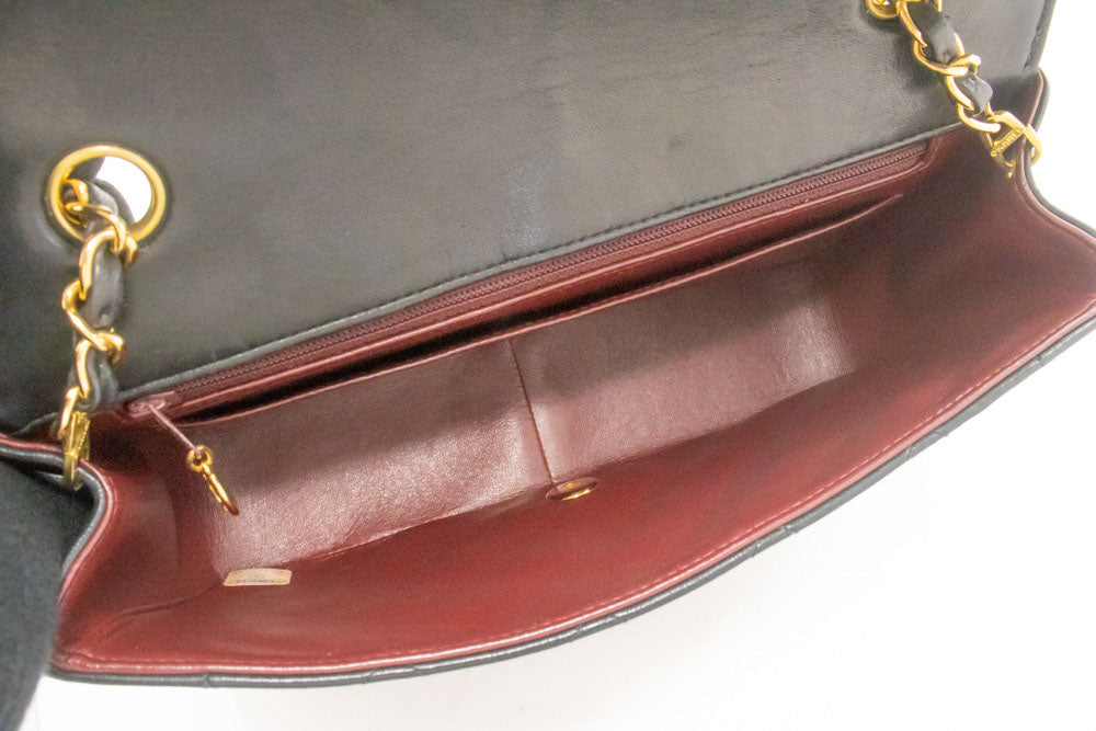 CHANEL Diana Flap Chain Schoudertas Zwart Gewatteerd Lamsleer Portemonnee ah2 hannari-shop