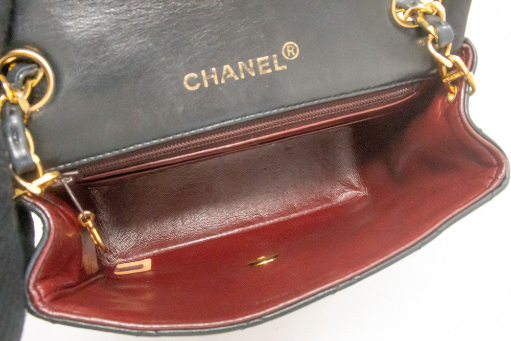 CHANEL Mini Square Small Chain Schoudertas Crossbody Zwart Lamsleer ag9 hannari-shop
