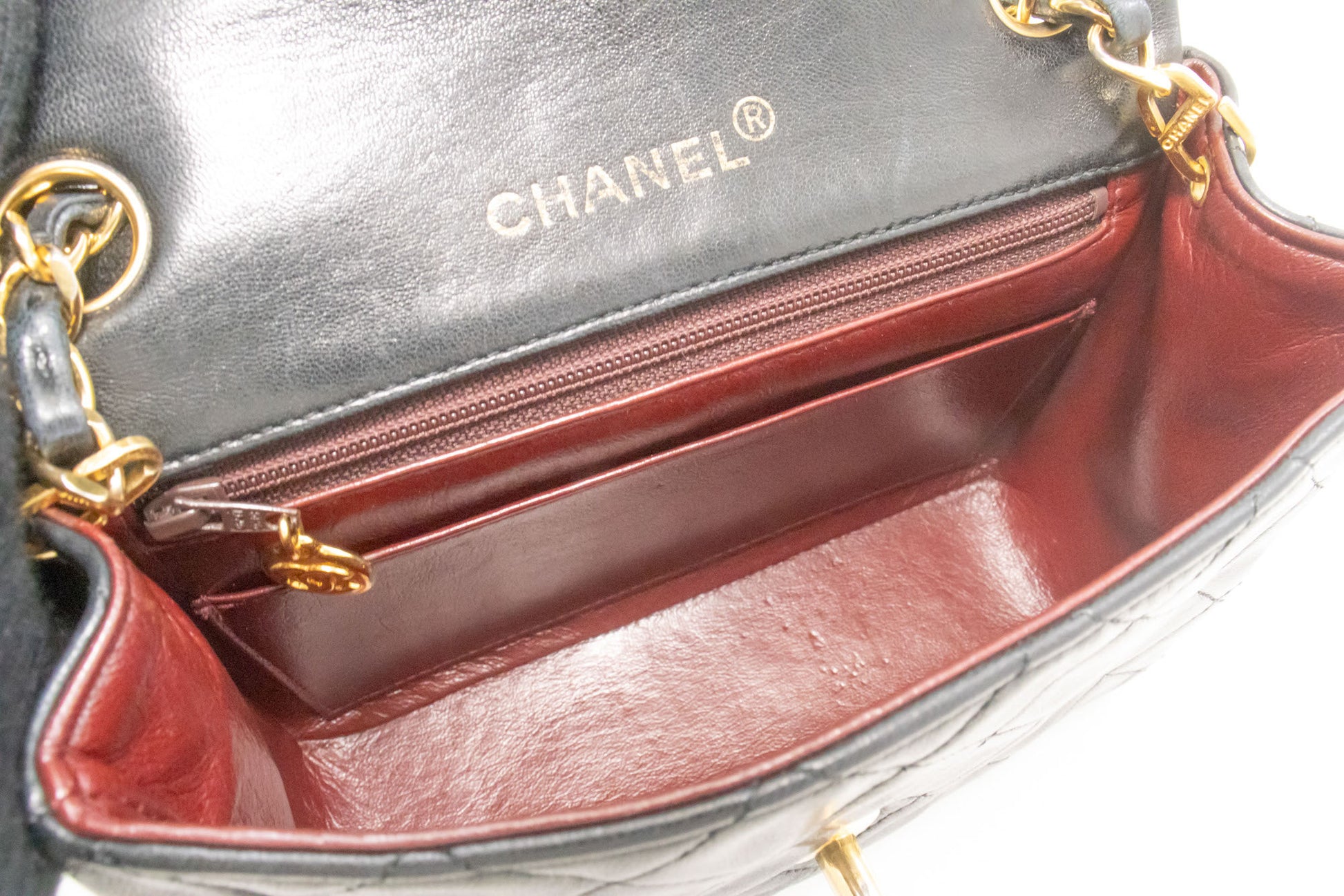 CHANEL Mini Square Small Chain Schoudertas Crossbody Zwart Lamsleer ag9 hannari-shop