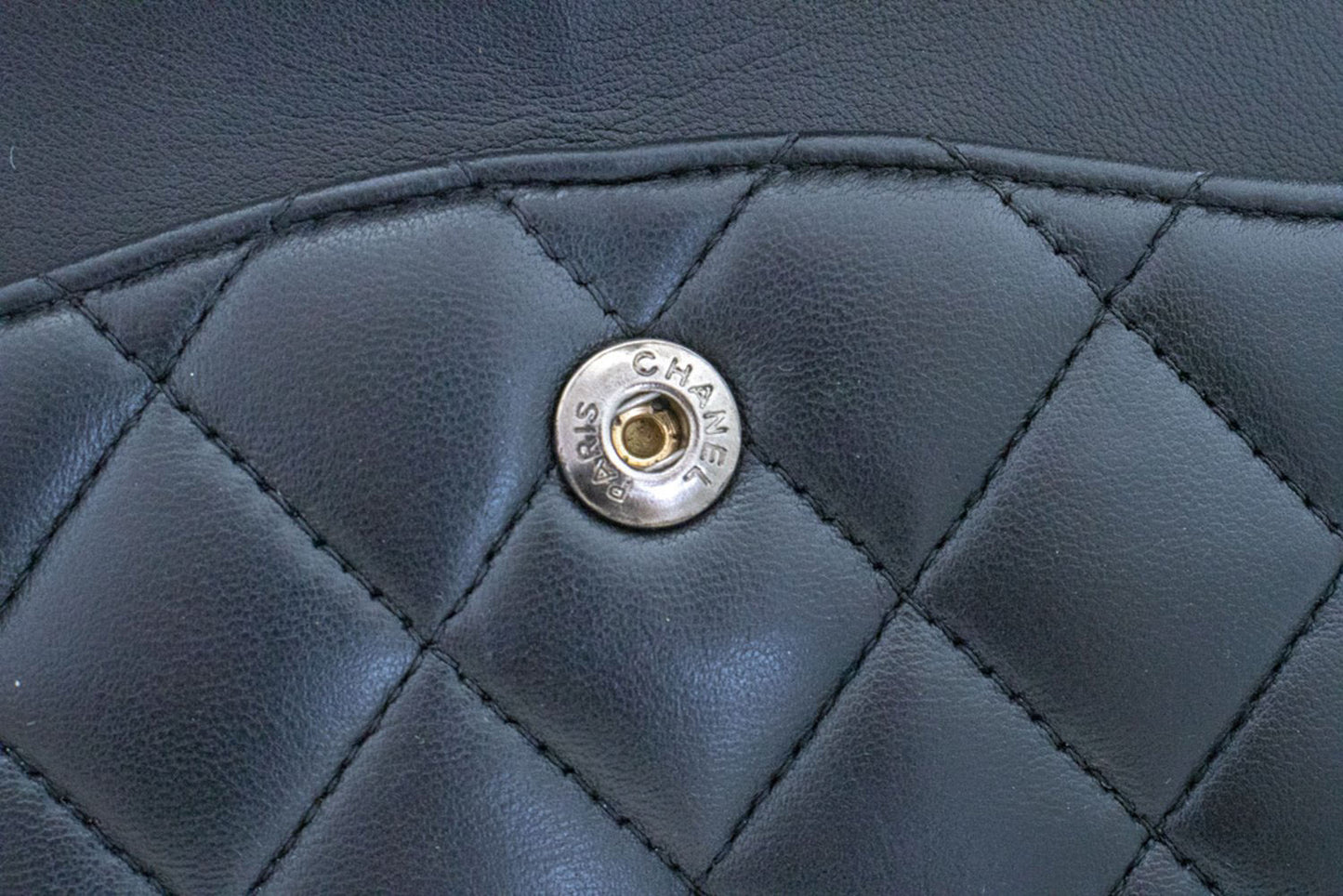 CHANEL Classic Double Flap 10" Zilveren Ketting Schoudertas Zwart ai1 hannari-shop