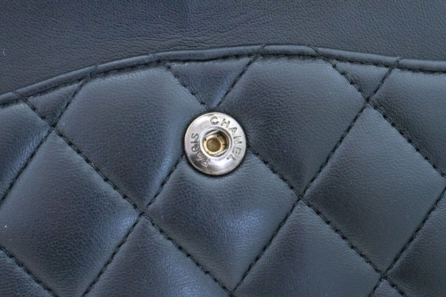 CHANEL Classic Double Flap 10" Zilveren Ketting Schoudertas Zwart ai1 hannari-shop