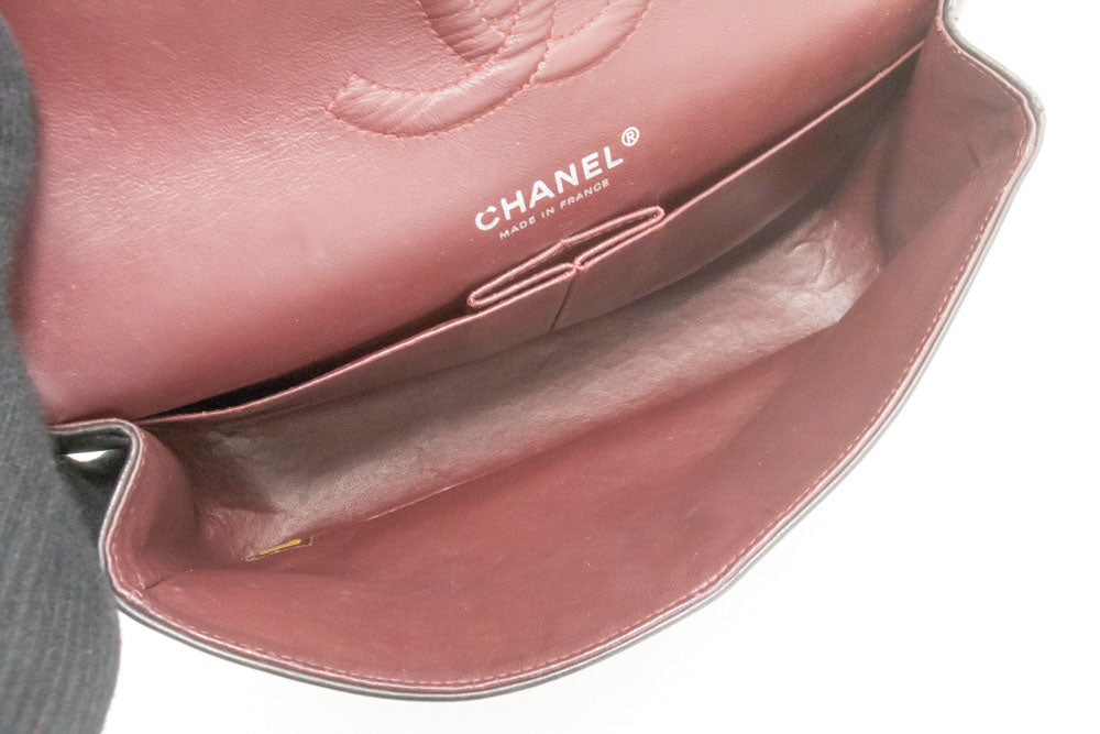 CHANEL Classic Double Flap 10" Zilveren Ketting Schoudertas Zwart ai1 hannari-shop