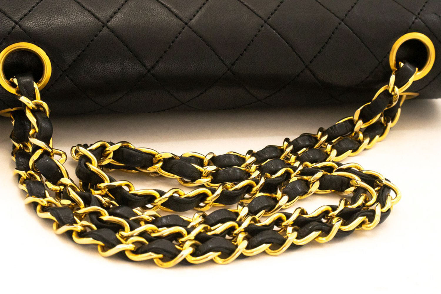 CHANEL Classic Double Flap 9" Chain Schoudertas Zwart Lamsleer ak5 hannari-shop