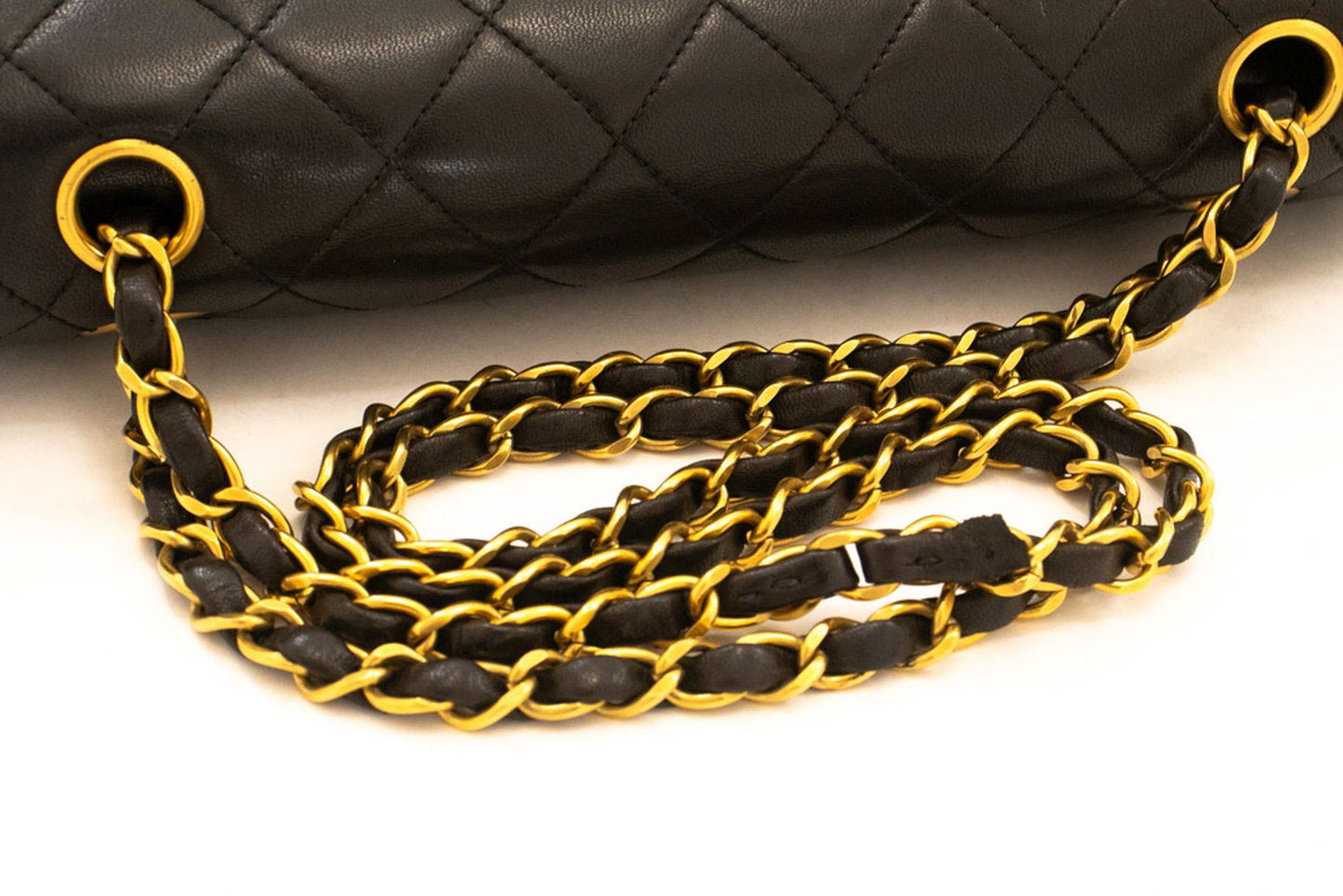 CHANEL Classic Double Flap 10" Chain Schoudertas Zwart Lamsleer ak4 hannari-shop