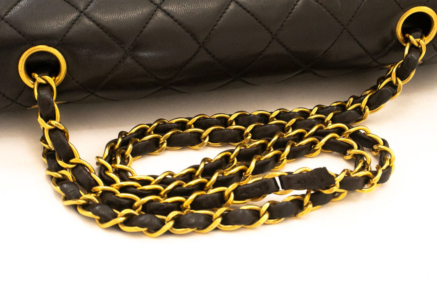 CHANEL Classic Double Flap 10" Chain Schoudertas Zwart Lamsleer ak4 hannari-shop