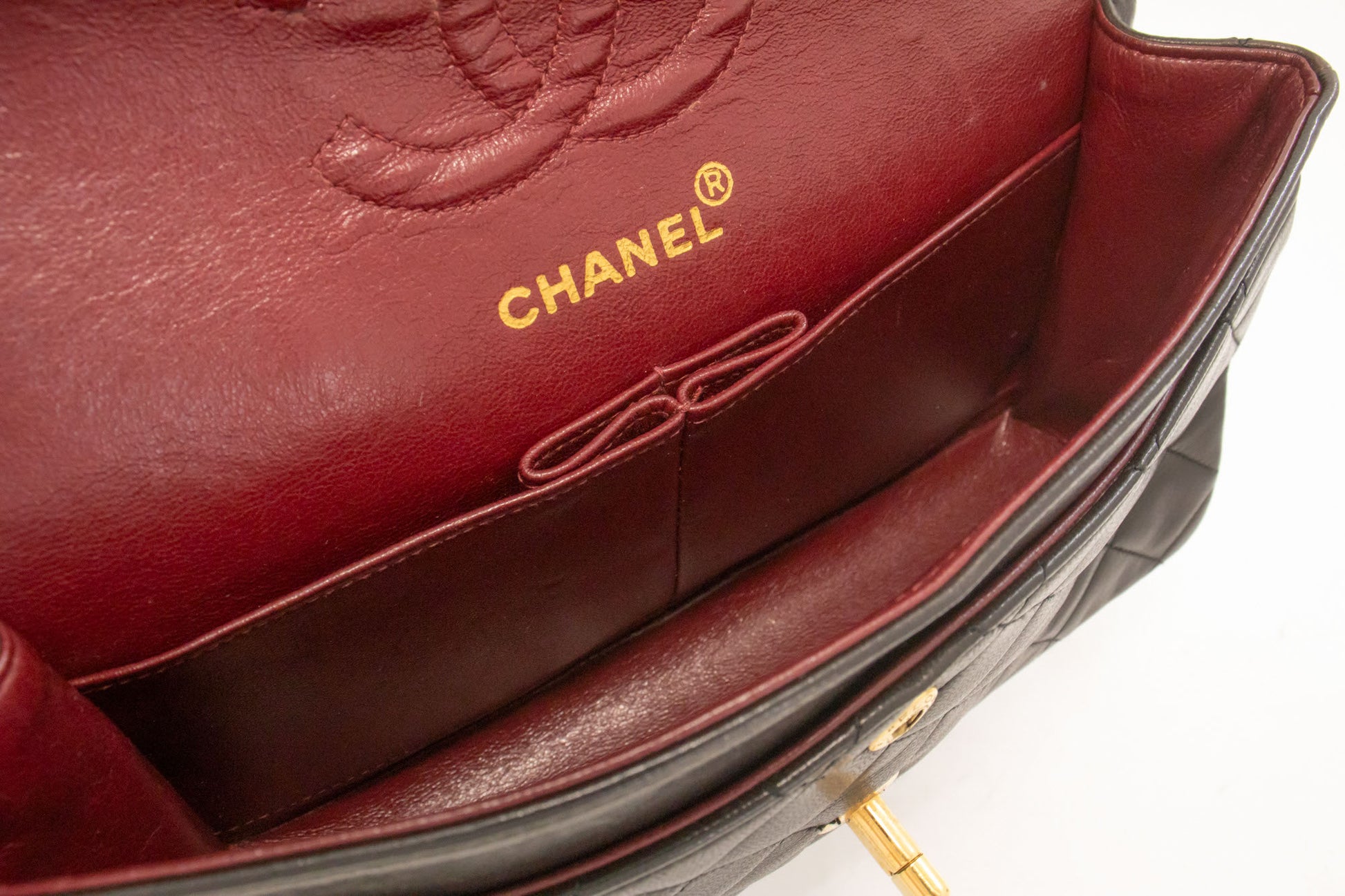CHANEL Classic Double Flap 9" Chain Shoulder Bag Black Lambskin ai7 hannari-shop