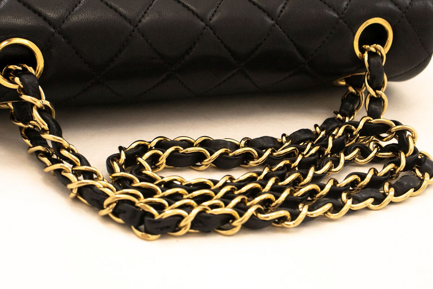 CHANEL Classic Double Flap 9" Chain Schoudertas Zwart Lamsleer ai6 hannari-shop