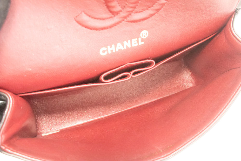 CHANEL Classic Double Flap 9" Chain Shoulder Bag Black Lambskin ai4 hannari-shop