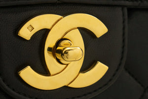 CHANEL Classic Large 11" Chain Shoulder Bag Flap Black Lambskin L95