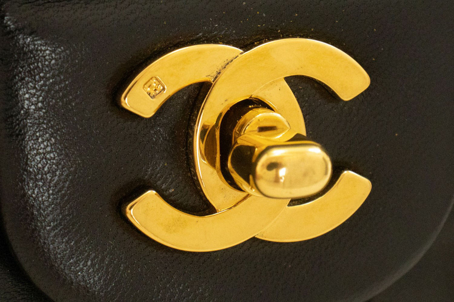 CHANEL Classic Double Flap 9" Chain Schoudertas Zwart Lamsleer ah3 hannari-shop
