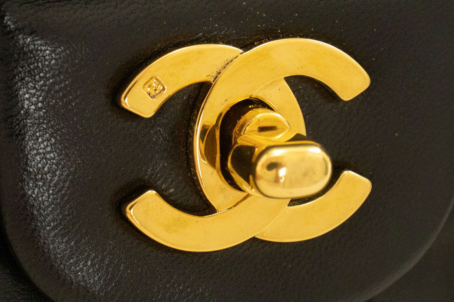 CHANEL Classic Double Flap 9" Chain Schoudertas Zwart Lamsleer ah3 hannari-shop
