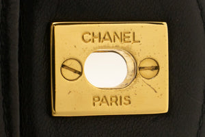 CHANEL Classic Large 11" Chain Shoulder Bag Flap Black Lambskin L95
