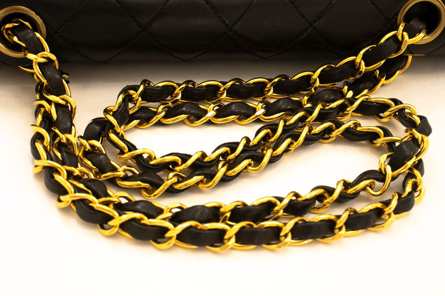 CHANEL Classic Double Flap 9" Chain Schoudertas Zwart Lamsleer ah3 hannari-shop