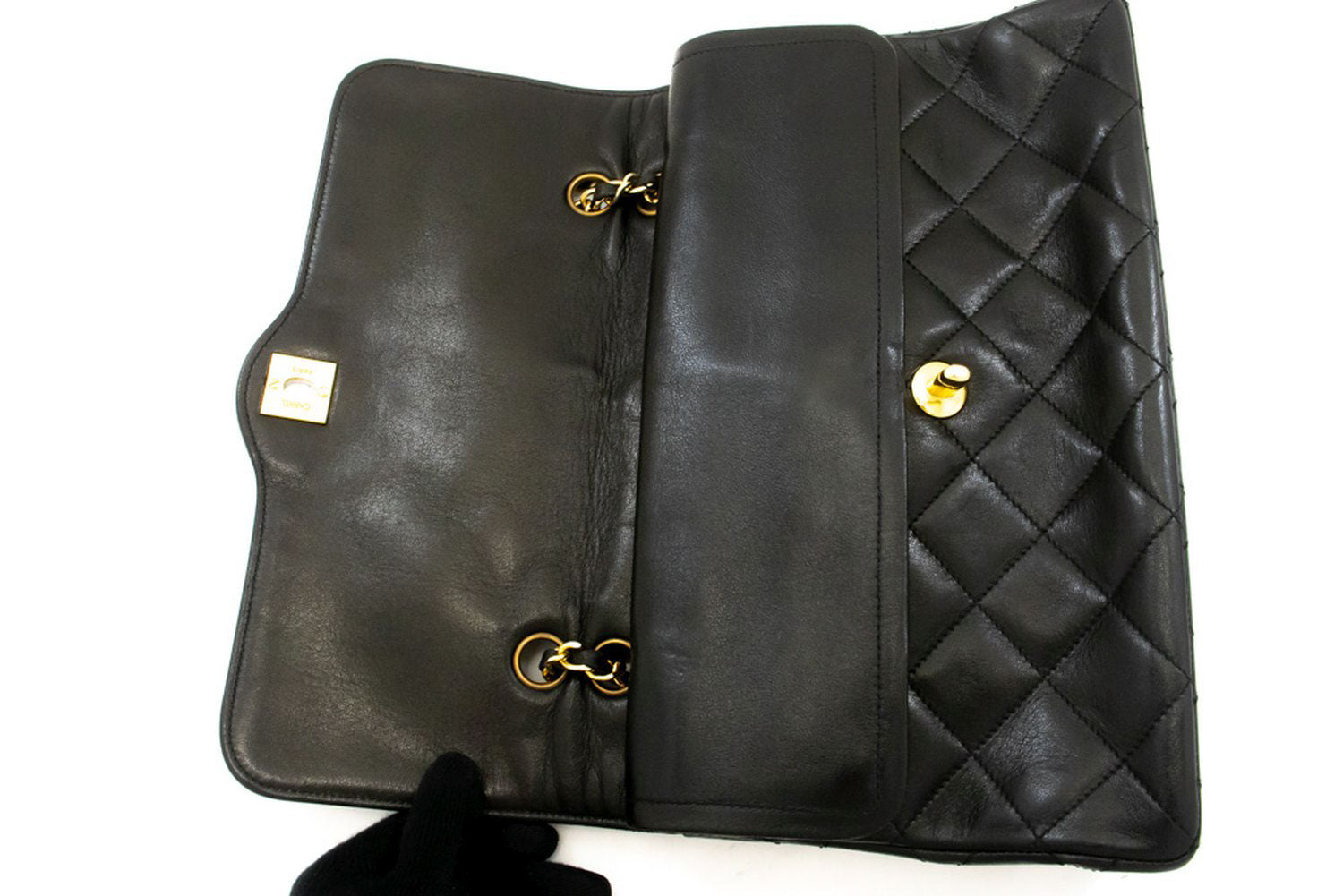 CHANEL Paris Limited Vintage Chain Shoulder Bag Black Quilted Flap ai9 hannari-shop