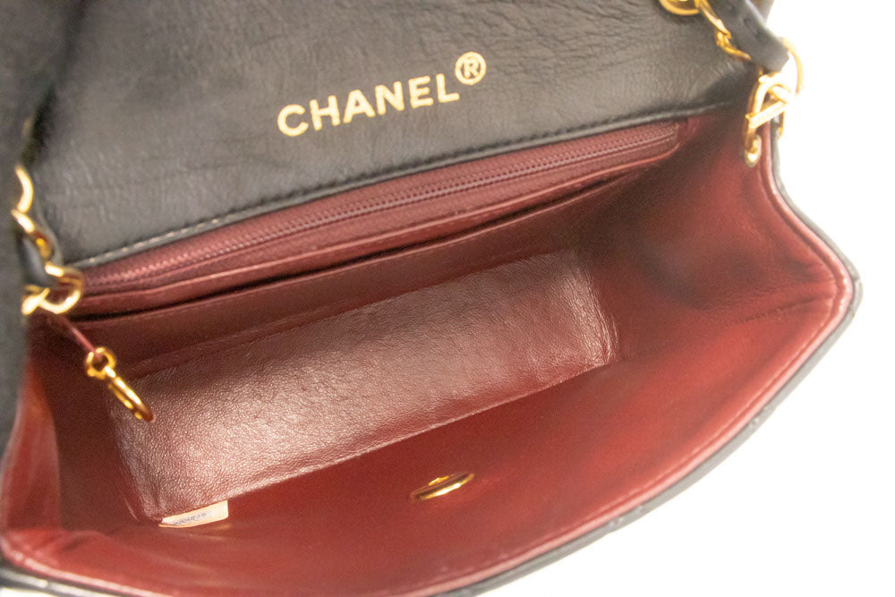 CHANEL Mini Square Small Chain Shoulder Bag Crossbody Black ai2 hannari-shop