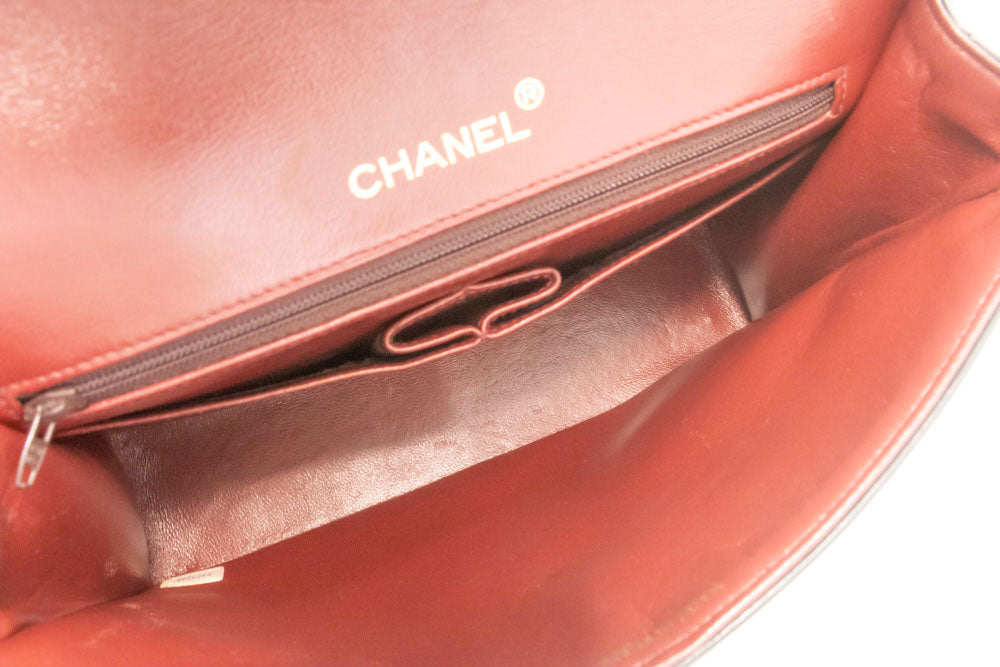 CHANEL Classic Double Flap Square Chain Shoulder Bag Black Lamb ah5 hannari-shop