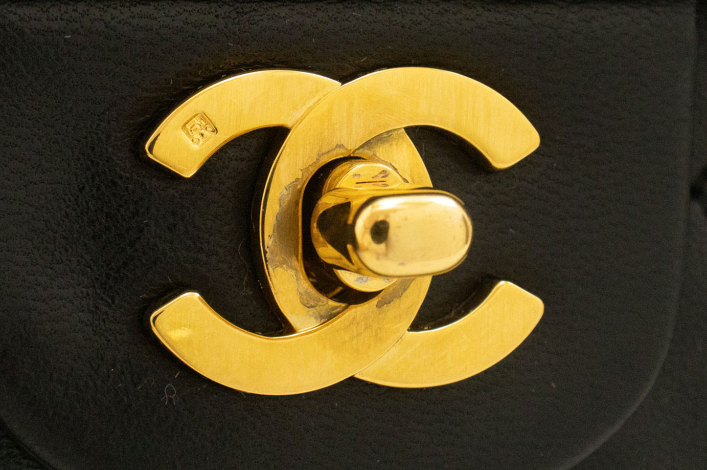 CHANEL Classic Double Flap 9" Chain Schoudertas Zwart Lamsleer aj4 hannari-shop